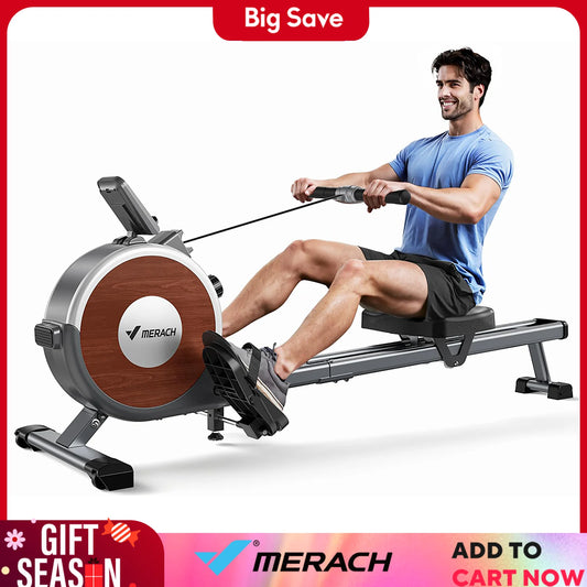 MERACH Rowing Machine Magnetic Rower Machine for Home 16 Levels Quiet Resistance Dual Slide Rail Max 350lb Weight Capacity  R02