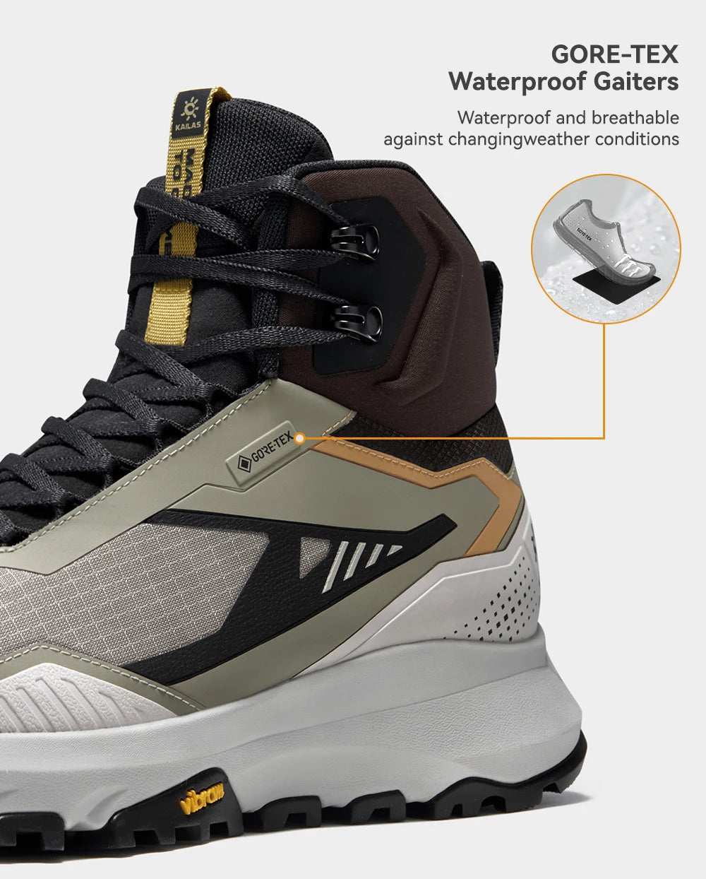 KAILAS KUOCANG Gore-tex  Mid   Waterproof Hiking Shoes For Men Comfortable Vibram Shoes KS2442145