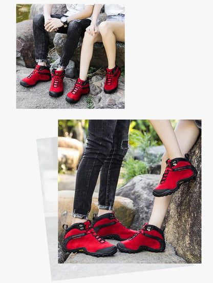 Cow Leather Winter Men Hiking Boots For Women Outdoor Waterproof Treeking Snow Shoes Climbing Mountain Hunting Walking Sneakers