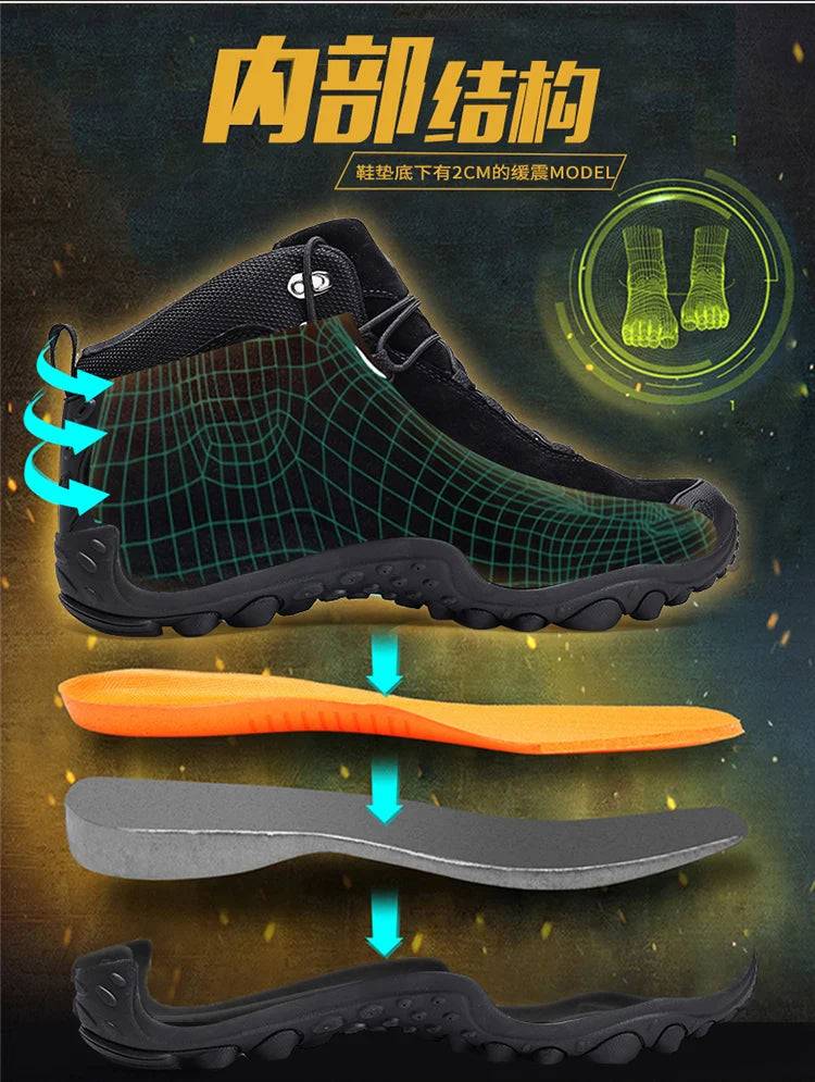 Cow Leather Winter Men Hiking Boots For Women Outdoor Waterproof Treeking Snow Shoes Climbing Mountain Hunting Walking Sneakers