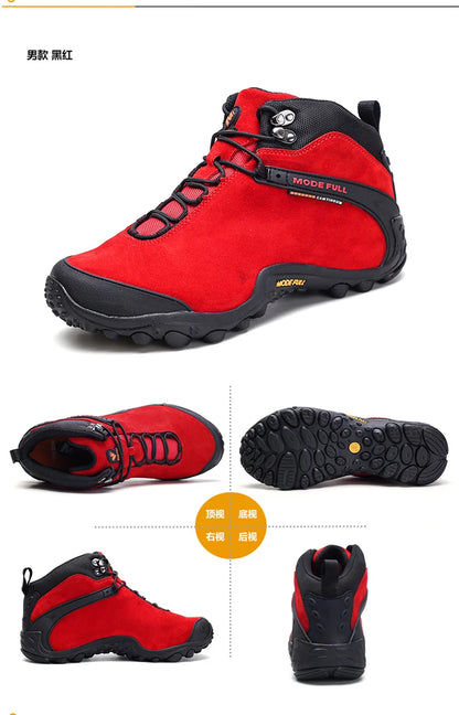 Cow Leather Winter Men Hiking Boots For Women Outdoor Waterproof Treeking Snow Shoes Climbing Mountain Hunting Walking Sneakers