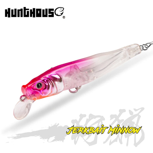 Hunthouse Official Jerk Minnow Lures 65/80mm 5/8.5g Floating Artificial Noise Rolling Hard Bait For Bass 2020 Pesca Takle LW436