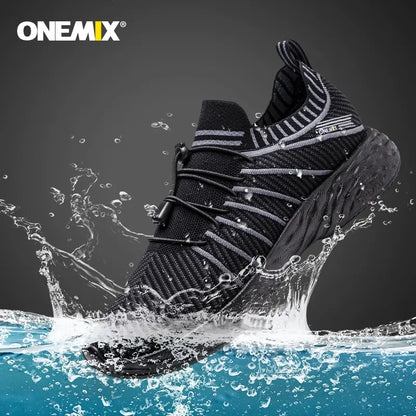 ONEMIX Waterproof Running Shoes for Men Breathable Light Women Training Walking Sneakers Outdoor Trekking Slip-on Sports Shoes