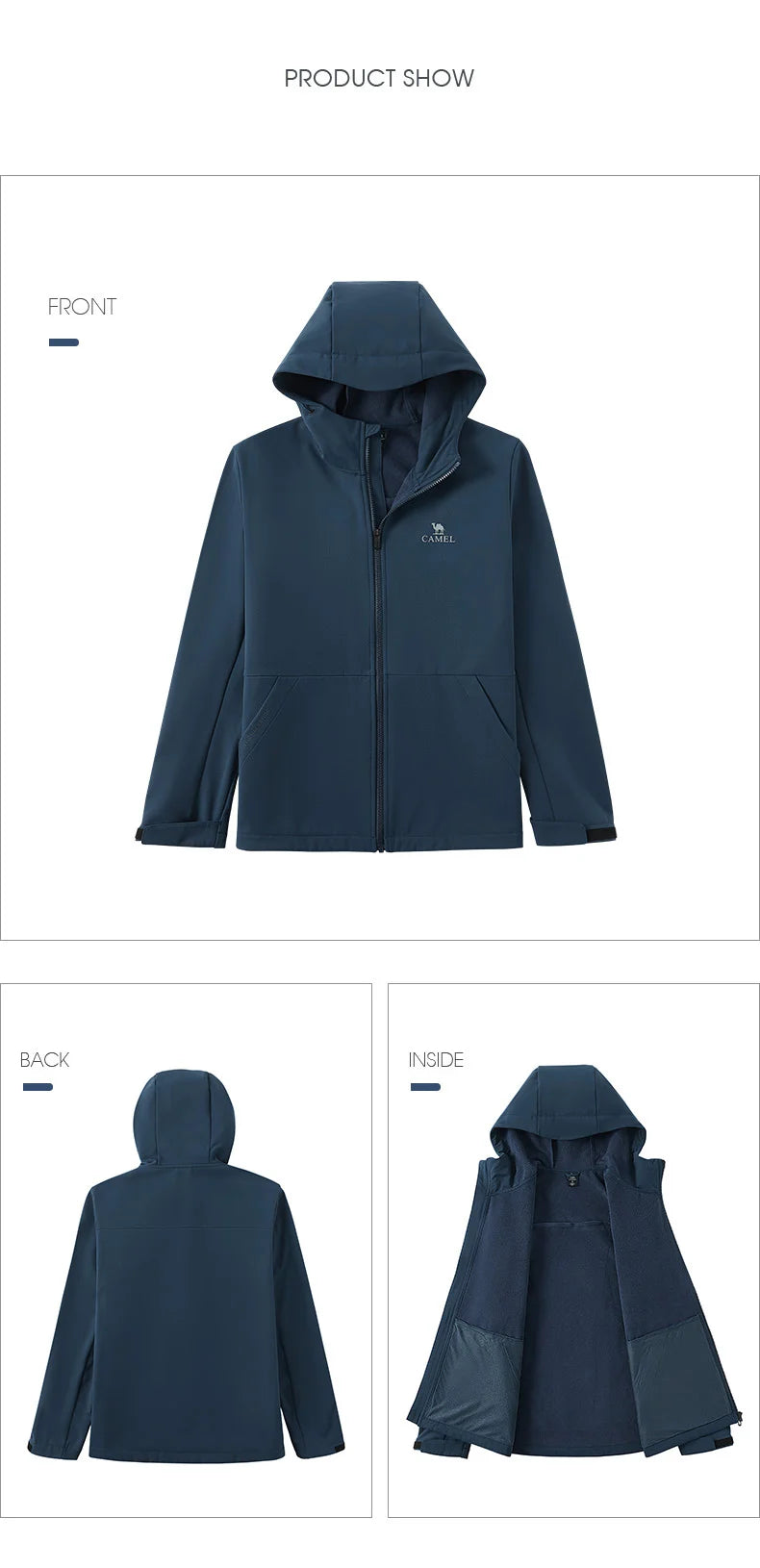 Goldencamel Outdoor Soft Shell Jackets Mens Autumn Winter Waterproof Windproof Jacket Trekking Hiking Hooded Warm Coats Male