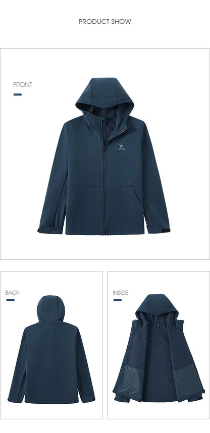 Goldencamel Outdoor Soft Shell Jackets Mens Autumn Winter Waterproof Windproof Jacket Trekking Hiking Hooded Warm Coats Male