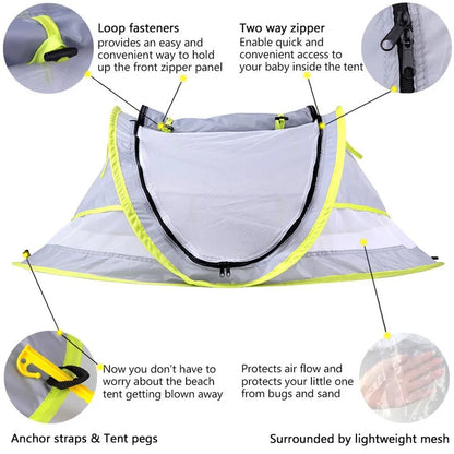 Portable Baby Beach Tent UPF 50+ Sun Shelter Baby Outdoor Travel Bed Tent Infant Pop Up Mosquito Net Toy Tent Crib Netting