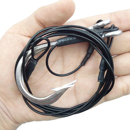 1PCS Stainless Steel Large Shark Fishing Hook Rigs 2 Arms 400lb Wire Leaders Tuna Big Hook Saltwater Live bait Rigs