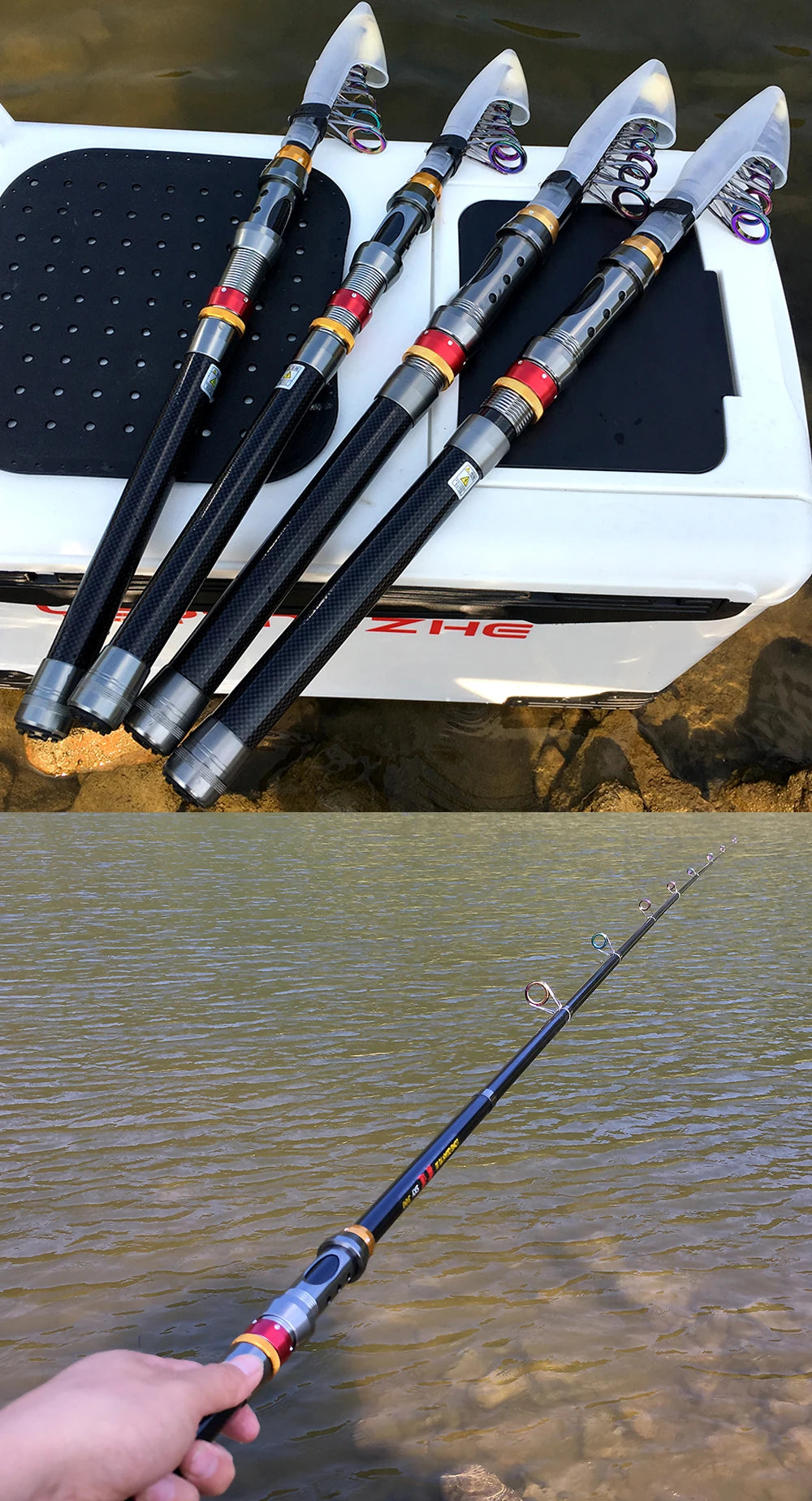 Ghotda Strong And Durable Carbon Fishing Rod Combo 1.8-3.6M and Spinning Fishing Reel Gear Ratio: 5.5:1 Fishing Kit Set