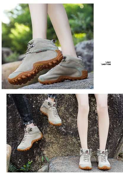 Cow Leather Winter Men Hiking Boots For Women Outdoor Waterproof Treeking Snow Shoes Climbing Mountain Hunting Walking Sneakers