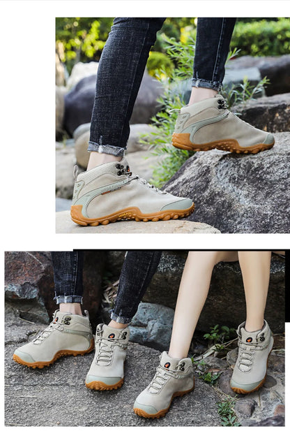 Cow Leather Winter Men Hiking Boots For Women Outdoor Waterproof Treeking Snow Shoes Climbing Mountain Hunting Walking Sneakers