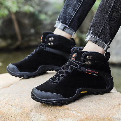 Cow Leather Winter Men Hiking Boots For Women Outdoor Waterproof Treeking Snow Shoes Climbing Mountain Hunting Walking Sneakers