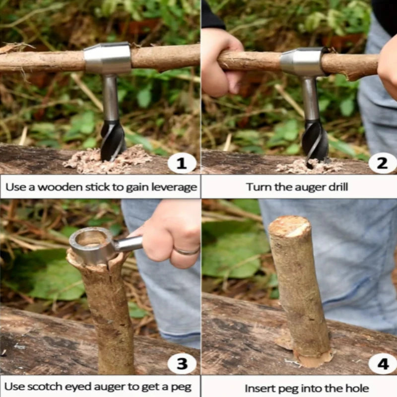 Portable Hand Drill Punch Tool Outdoor Survival Woodworking Bushcraft Settlers Auger Drill Bits for Camping Hiking