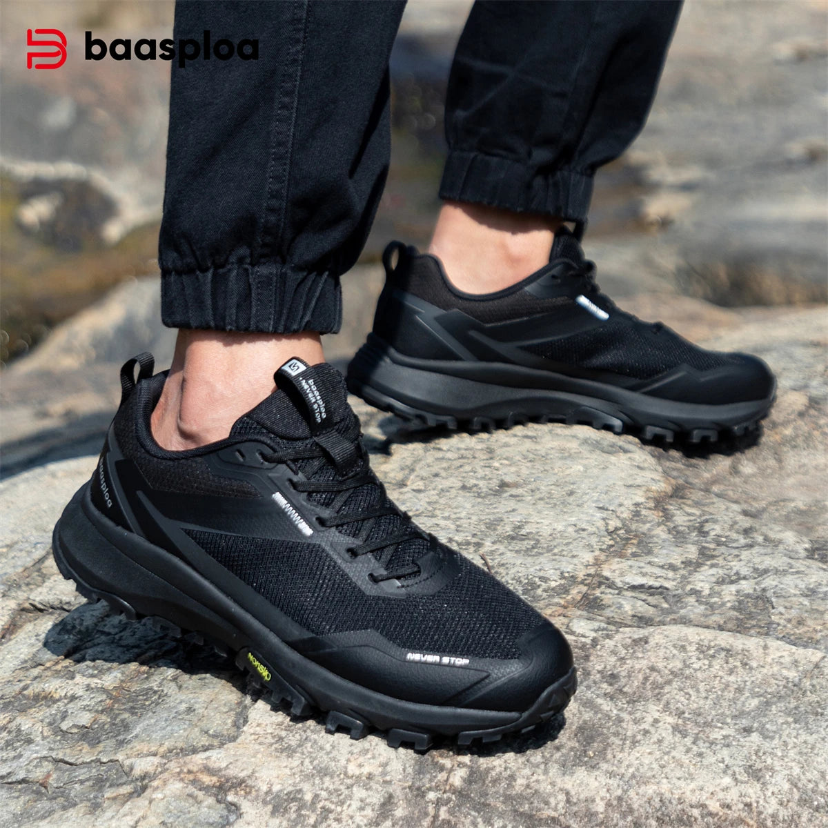 Baasploa Men Shoes Outdoor Hiking Anti-Slip Wear-Resistant Shoes Breathable Men New Sports Men Walking Shoes