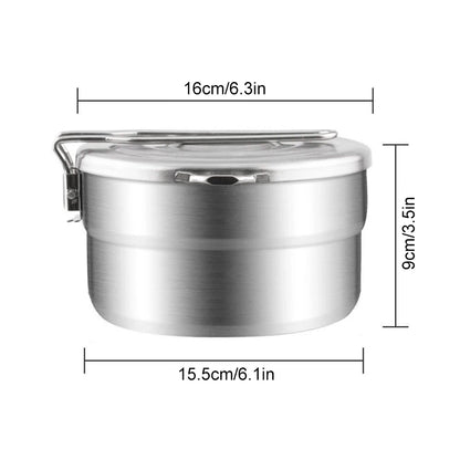 1.5L Stainless Steel Lunch Case with Storage Bag Camping Pot for Backpacking Hikiing Fishing Lunch Box Rice Container Lunch Case