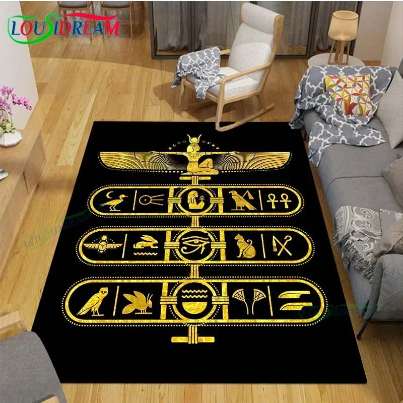 Egyptian Pharaoh- goddess-Runes Printed  Carpets Living Room Anti-Skid Area Rug Kids Bedroom Mats Yoga Mat Large Carpet Decor
