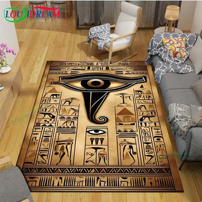 Egyptian Pharaoh- goddess-Runes Printed  Carpets Living Room Anti-Skid Area Rug Kids Bedroom Mats Yoga Mat Large Carpet Decor