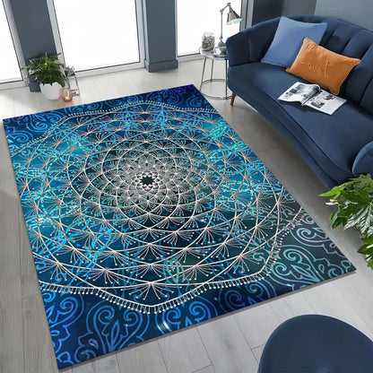 2026 Rainbow Mandala Flower Chakras Yoga Bohemia Art Rug for Bedroom Living Room Sofa Home Doormat Decor,Kid Non-slip Floor Mat