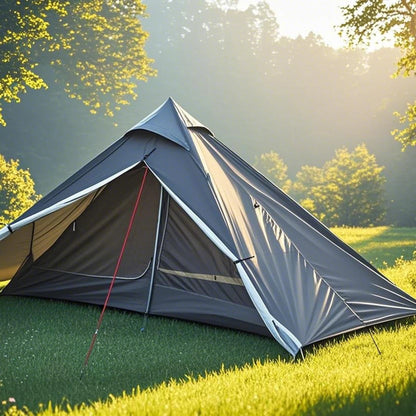 1-Person Ultralight Pyramid Tent - Without Poles, Waterproof PU4000, Mesh Layers for Backpacking & Mountain Hiking