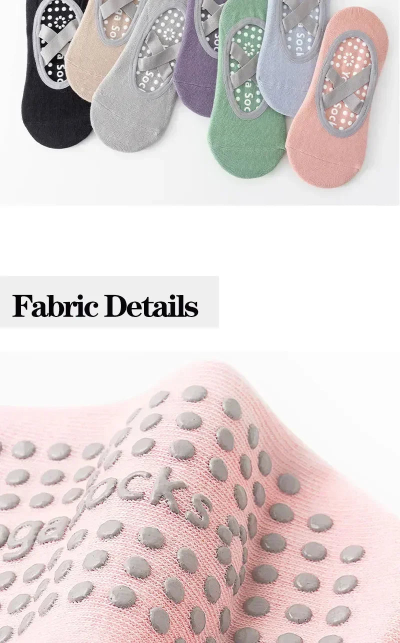1/ 4Pair Professional Women Yoga Sock Silicone Anti-slip Ballet Pilates Socks Women Backless Breathable Bandage Yoga Sport Socks