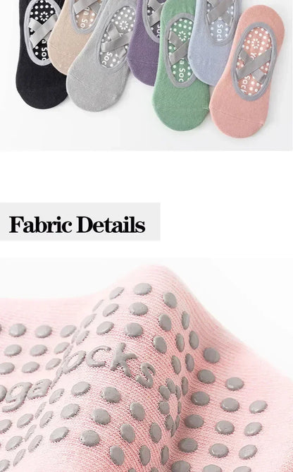 1/ 4Pair Professional Women Yoga Sock Silicone Anti-slip Ballet Pilates Socks Women Backless Breathable Bandage Yoga Sport Socks
