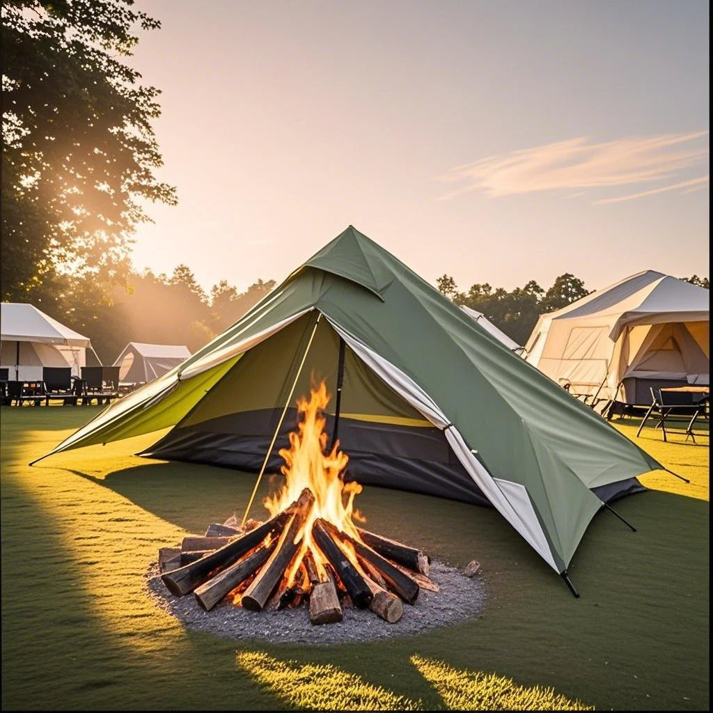 1-Person Ultralight Pyramid Tent - Without Poles, Waterproof PU4000, Mesh Layers for Backpacking & Mountain Hiking