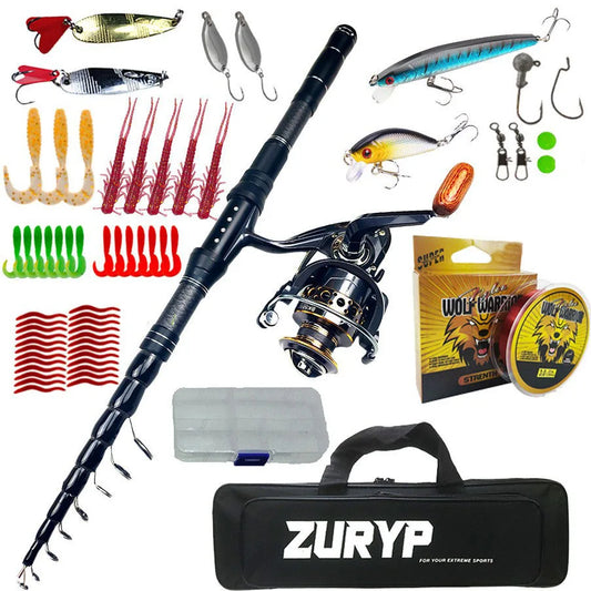 Ultra-short lure rod set long-distance casting rod fishing reel bag combination carbon fiber telescopic sea fishing rod