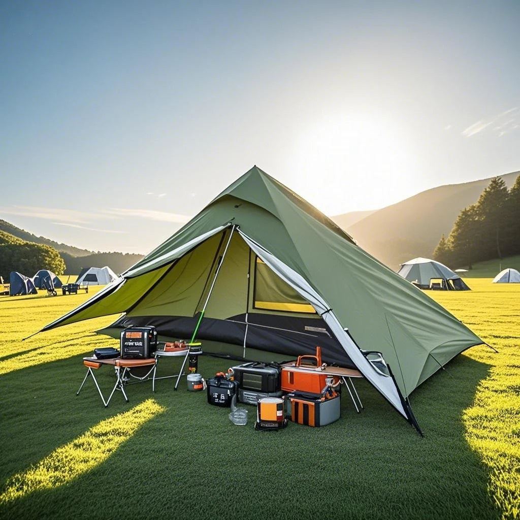 1-Person Ultralight Pyramid Tent - Without Poles, Waterproof PU4000, Mesh Layers for Backpacking & Mountain Hiking