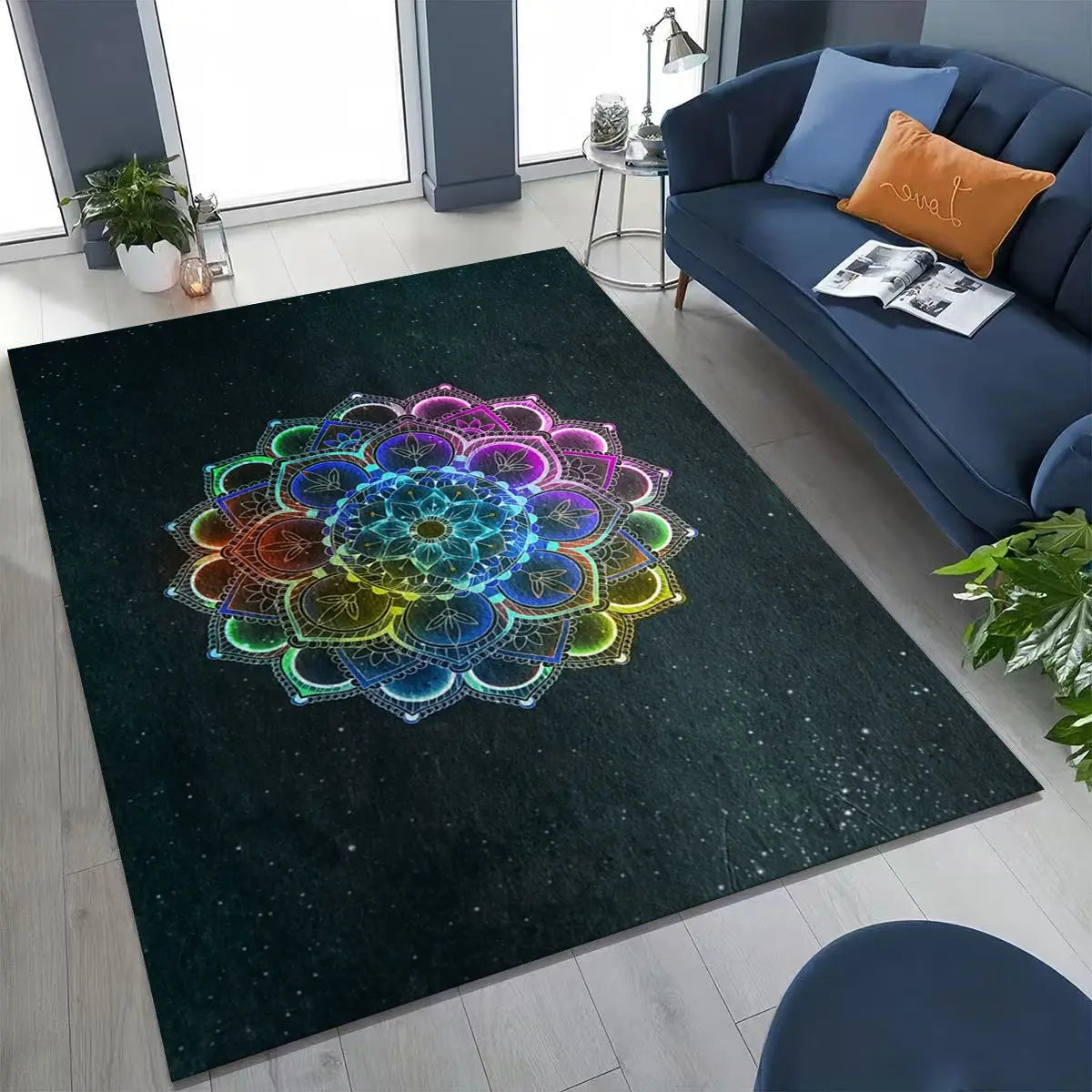 Bohemia Yoga chakra Mandala Spirit Meditation Rug for Bedroom Living Room Sofa Home Doormat Decor,Large Kids Non-slip Floor Mat