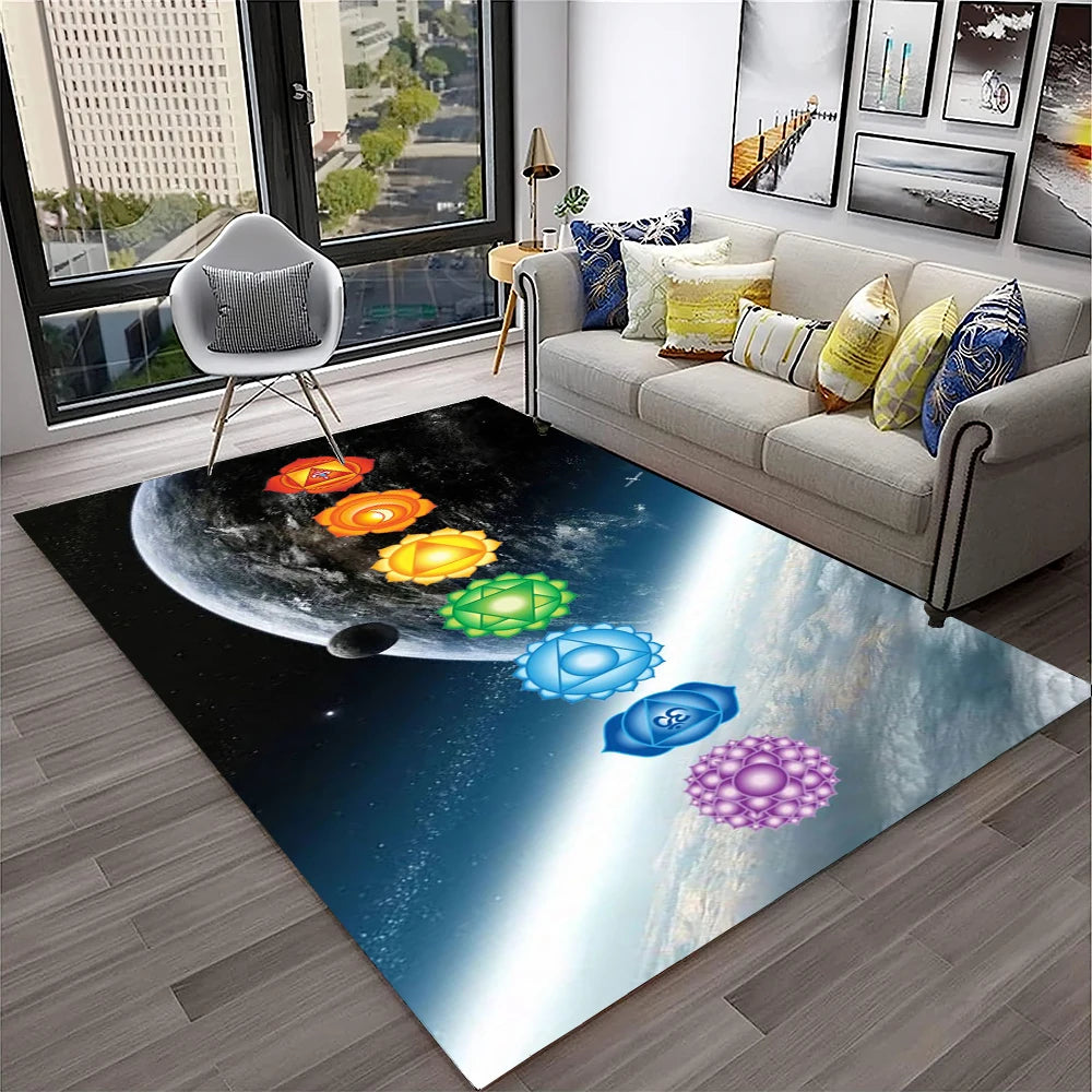 Rainbow 7 Chakra Yoga Meditation Soft Carpet Rug for Home Living Room Bedroom Sofa Doormat Decor,Area Rug Non-slip Floor Mat