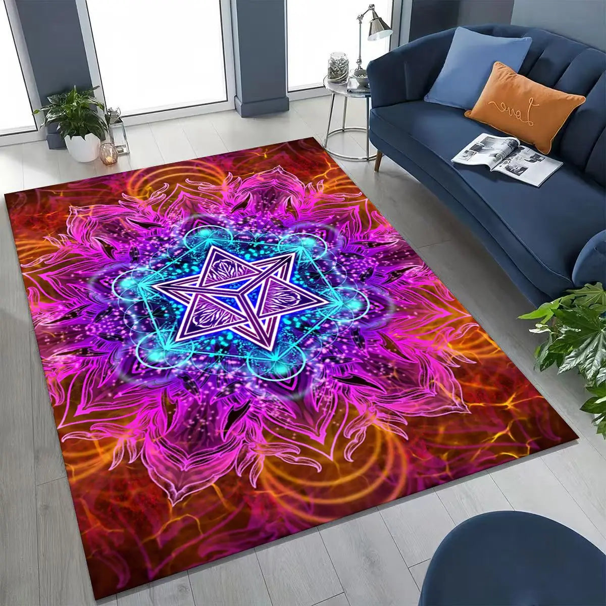 Bohemia Yoga chakra Mandala Spirit Meditation Rug for Bedroom Living Room Sofa Home Doormat Decor,Large Kids Non-slip Floor Mat