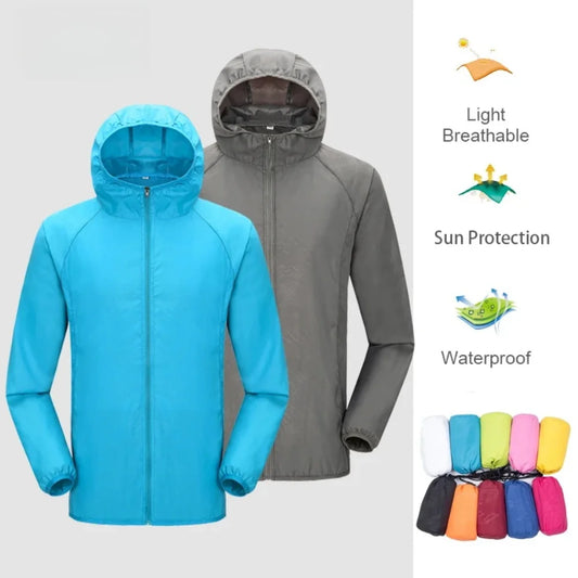 Unisex Hiking Jacket Men Women Waterproof Quick Dry Camping Windbreaker Trekking Fishing Rain Coat Outdoor Anti UV Clothes
