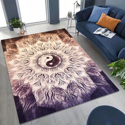 2026 Rainbow Mandala Flower Chakras Yoga Bohemia Art Rug for Bedroom Living Room Sofa Home Doormat Decor,Kid Non-slip Floor Mat