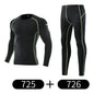 Mens Compression Set Running Tights Workout Fitness Jogging Training Clothes Tracksuit Men Long Sleeve Shirt Sport Suit 725+726
