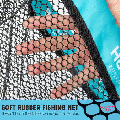 Foldable Fly Fishing Nets Portable Mesh Fishing Hand Net Outdoor Stream ABS Handle Dip Casting Landing Net Fishing Tools