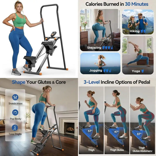 Home Stair Stepper Exercise Machine with Handlebars, 300-Pound Weight Capacity Climber