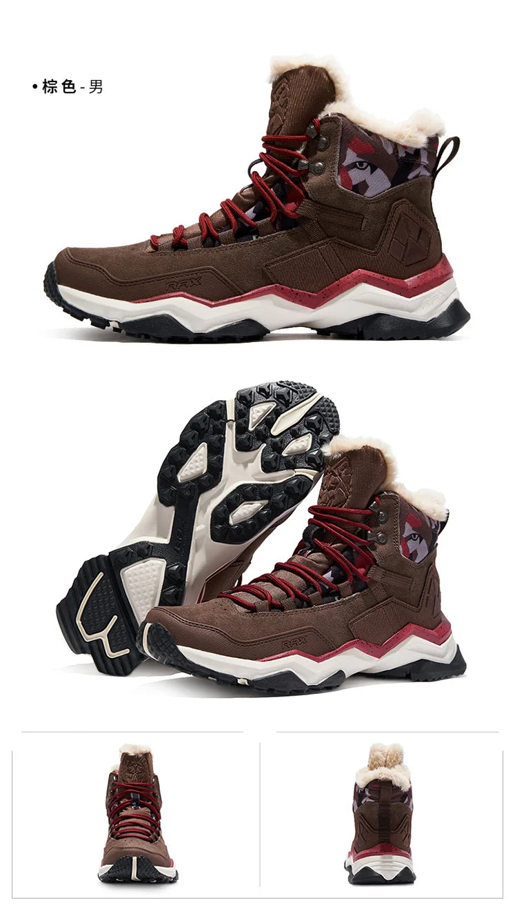 RAX Men Hiking Shoes Mid-top Waterproof Outdoor Sneaker Men Leather Trekking Boots Trail Camping Climbing Hunting Sneakers Women