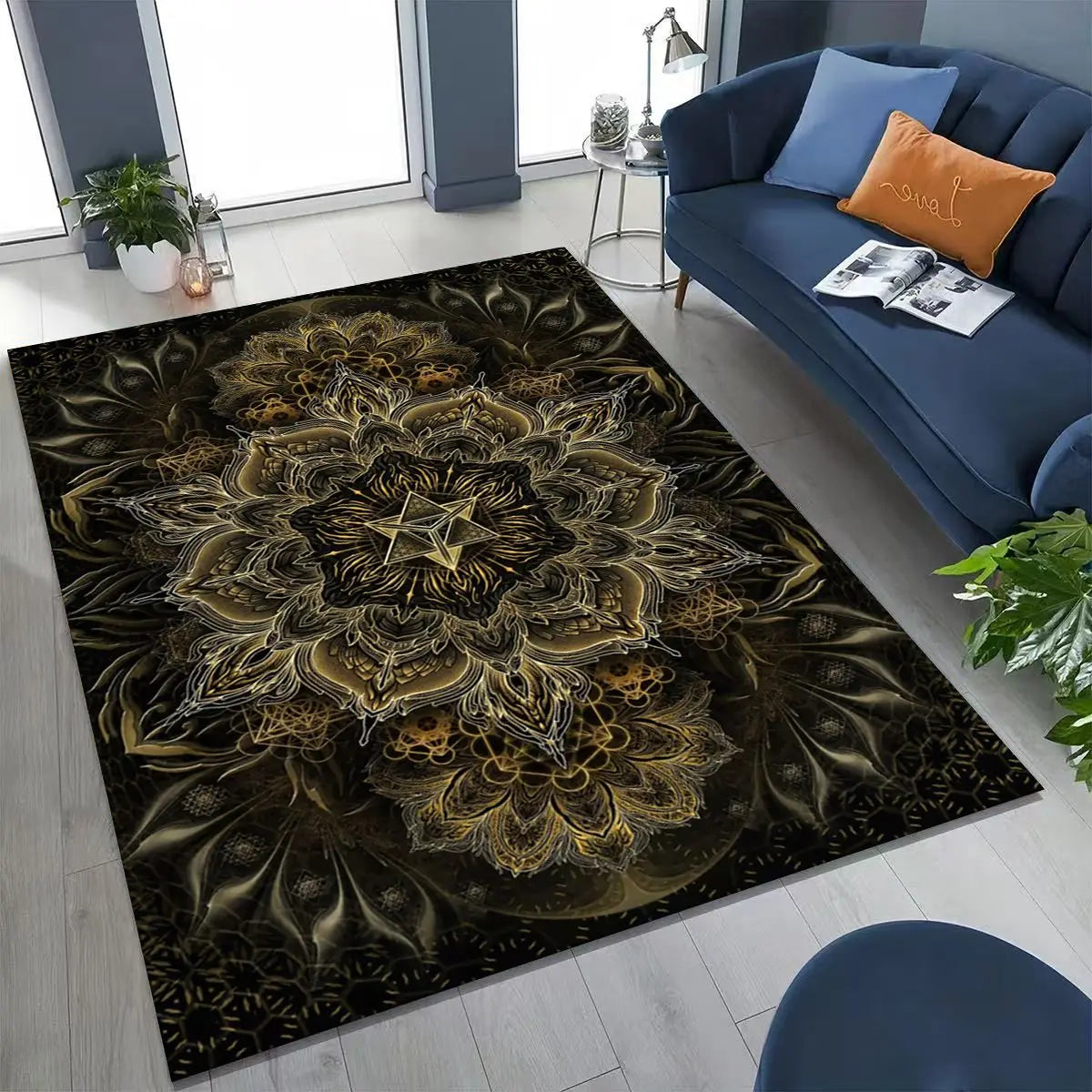 2026 Rainbow Mandala Flower Chakras Yoga Bohemia Art Rug for Bedroom Living Room Sofa Home Doormat Decor,Kid Non-slip Floor Mat