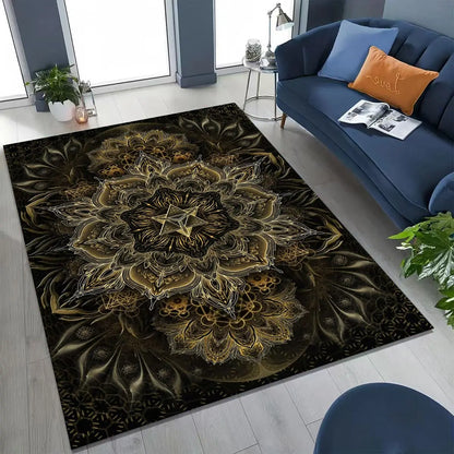 2026 Rainbow Mandala Flower Chakras Yoga Bohemia Art Rug for Bedroom Living Room Sofa Home Doormat Decor,Kid Non-slip Floor Mat