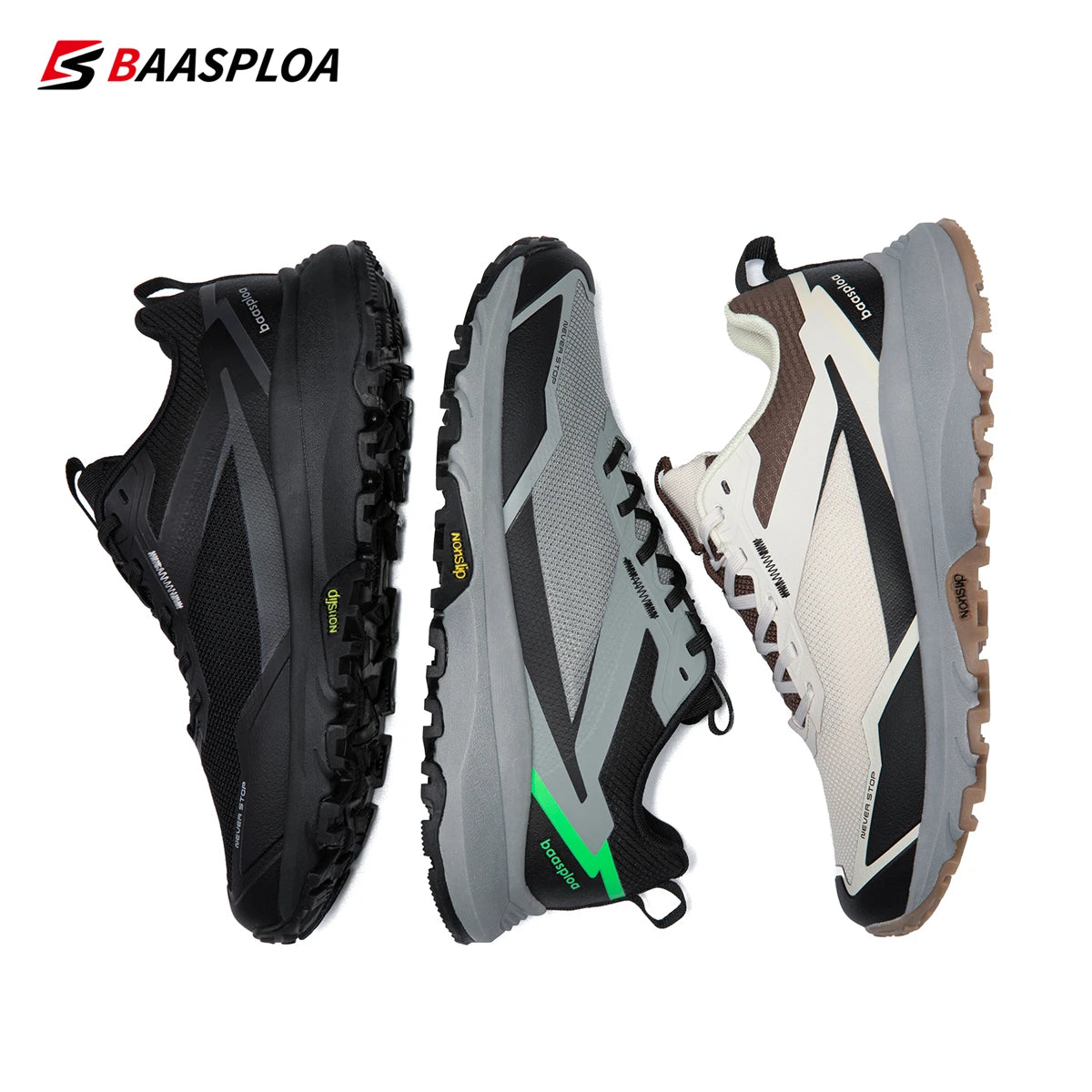 Baasploa Men Shoes Outdoor Hiking Anti-Slip Wear-Resistant Shoes Breathable Men New Sports Men Walking Shoes