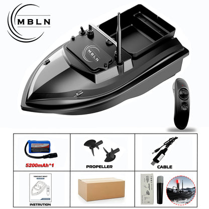 MBLN Brand,RC Carp Fishing Bait Boat,Double Bait Hopper,2kg Bait Capacity, 300m Remote Control Range,Low Battery Warning