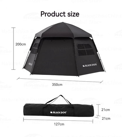Naturehike Blackdog Automatic One-touch Tent Outdoor Camping Hexagonal Dome Tent Quick Open Waterproof Black Coated Sunscreen