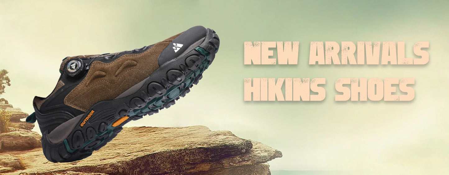 HIKEUP-Leather Shoes for Men, Outdoor Hiking Shoes, Tourist Trekking Sneakers, Mountain Climbing Trail Jogging Shoes, Turnbuckle