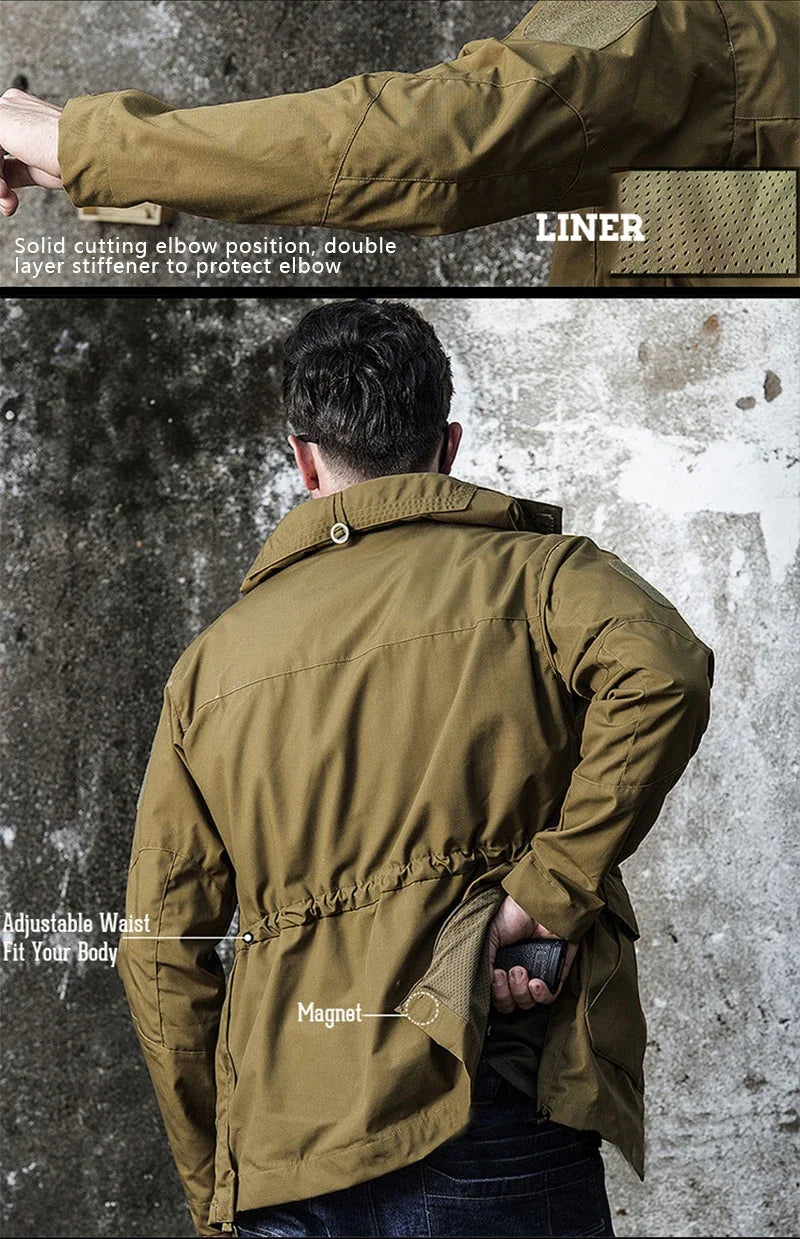 M65 UK Clothes Windproof Hunting Field Jackets Mens Winter/Autumn Waterproof Pilot Train Coat Hoodie Three Colors