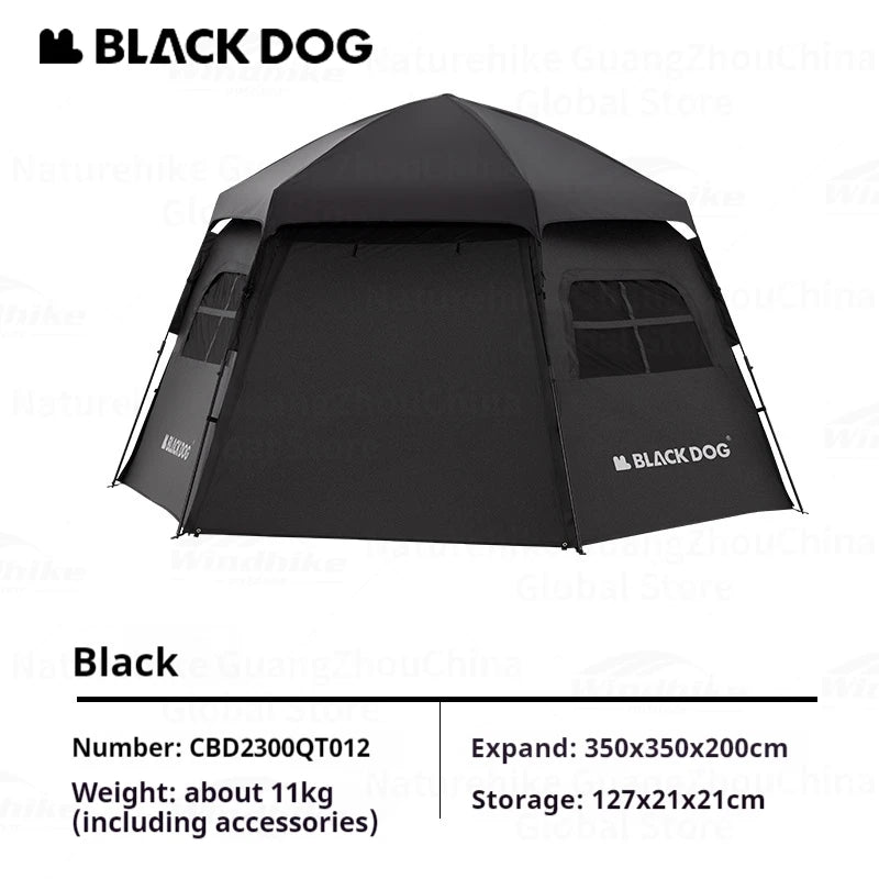 Naturehike Blackdog Automatic One-touch Tent Outdoor Camping Hexagonal Dome Tent Quick Open Waterproof Black Coated Sunscreen