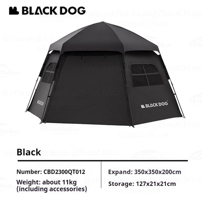 Naturehike Blackdog Automatic One-touch Tent Outdoor Camping Hexagonal Dome Tent Quick Open Waterproof Black Coated Sunscreen