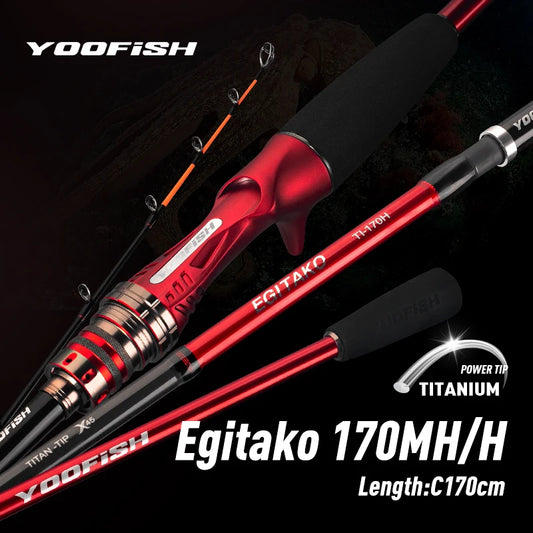 YOOFISH EGITAKO Carbon 170MH/H 2 Section Octopus Fishing Rods Tianium Tip Cuttlefish Fishing Casting Rod Squid Boat Fishing Rods