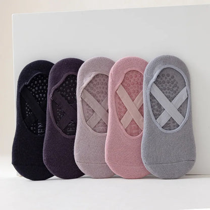 Professional Women Yoga Socks Cotton Silicone Non-slip Pilates Grip Towel No-Show Barre Breathable Bandage Dance Sports Socks