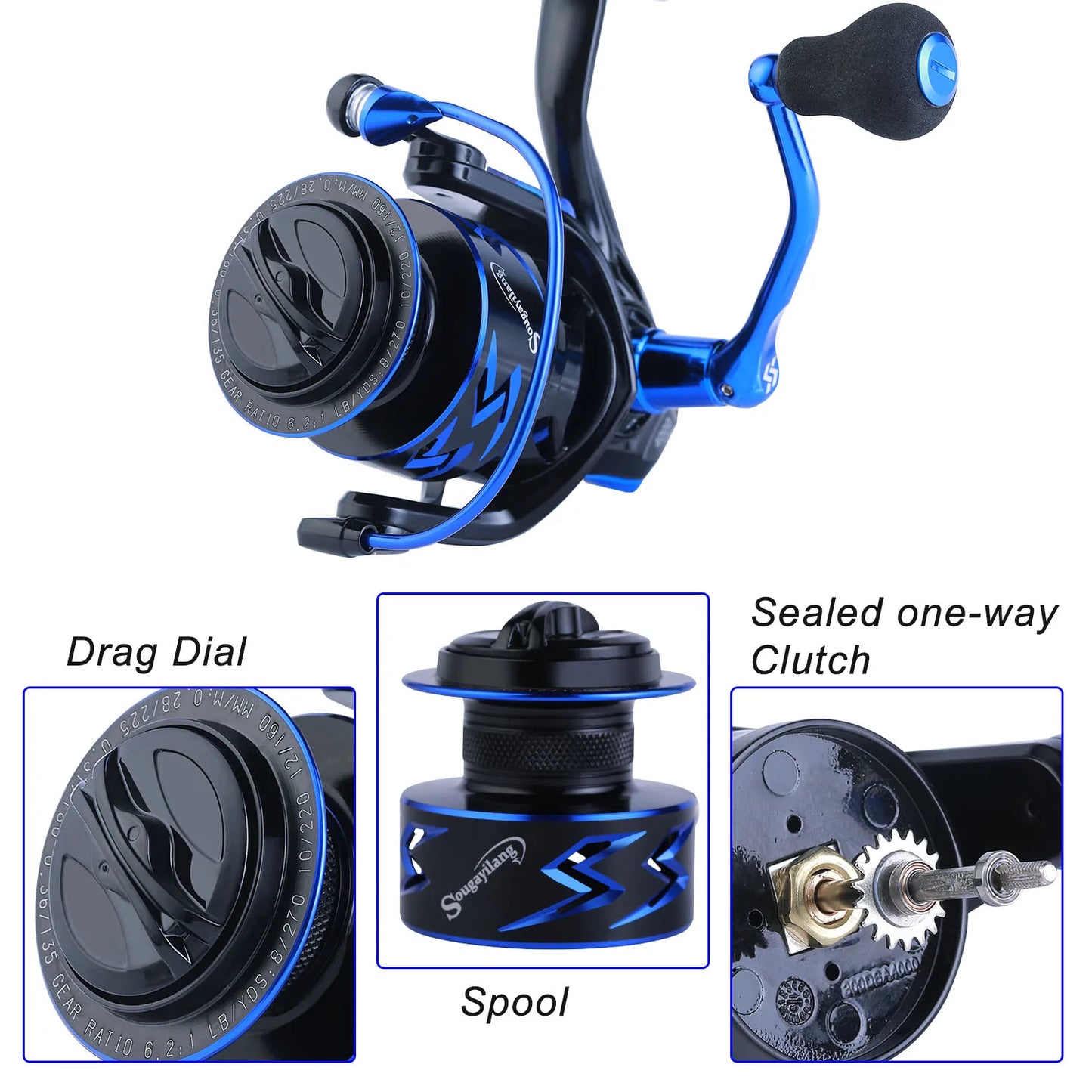 Sougayilang Fishing Rod Reel Combo 1.8-3.0m 24 Ton Carbon Fibre Telescopic Fishing Rod 1000-4000 12+1BB Spinning Reels Set Pesca