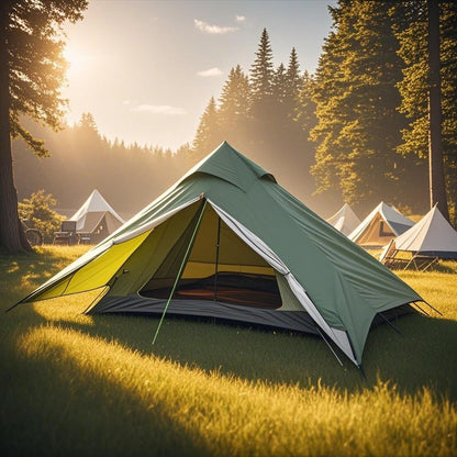 1-Person Ultralight Pyramid Tent - Without Poles, Waterproof PU4000, Mesh Layers for Backpacking & Mountain Hiking