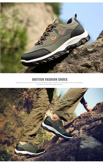 Men's Hiking Shoes Waterproof Leather Outdoor PU Shoes Wear-resistant Men Trekking Walking Hunting Tactical Sneakers